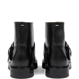 Black boots, back view