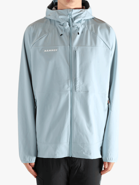 Blue jacket worn by a person, showing the jacket's fit