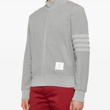 Grey jacket worn by a person, showing the jacket's fit