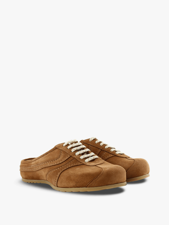 Tan shoes, front view