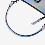 Close up of blue bag, showing texture of the fabric