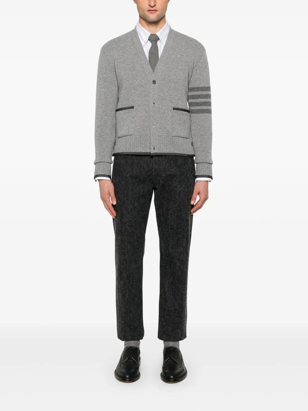 Grey knitwear, full body view