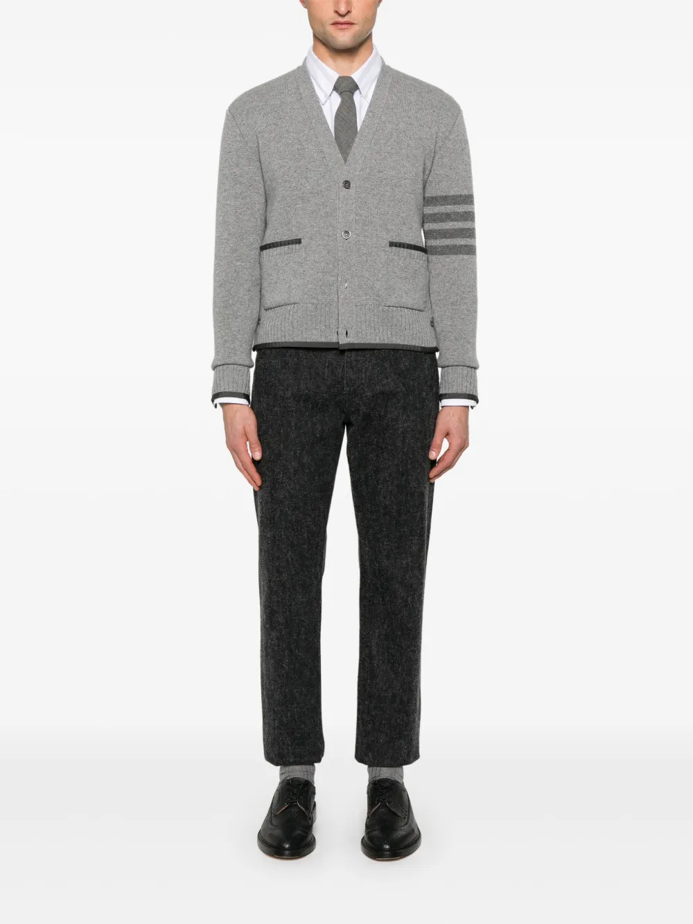 Grey knitwear, full body view