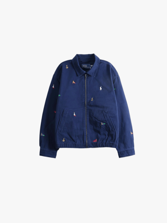 Navy jacket, front view