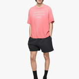 Pink t-shirt, full body view