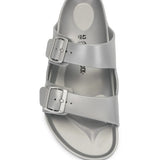 Grey sandals, front view