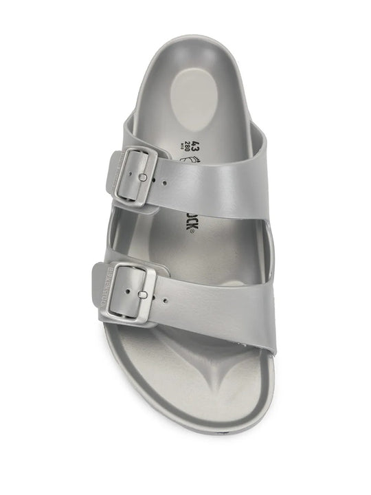 Grey sandals, front view