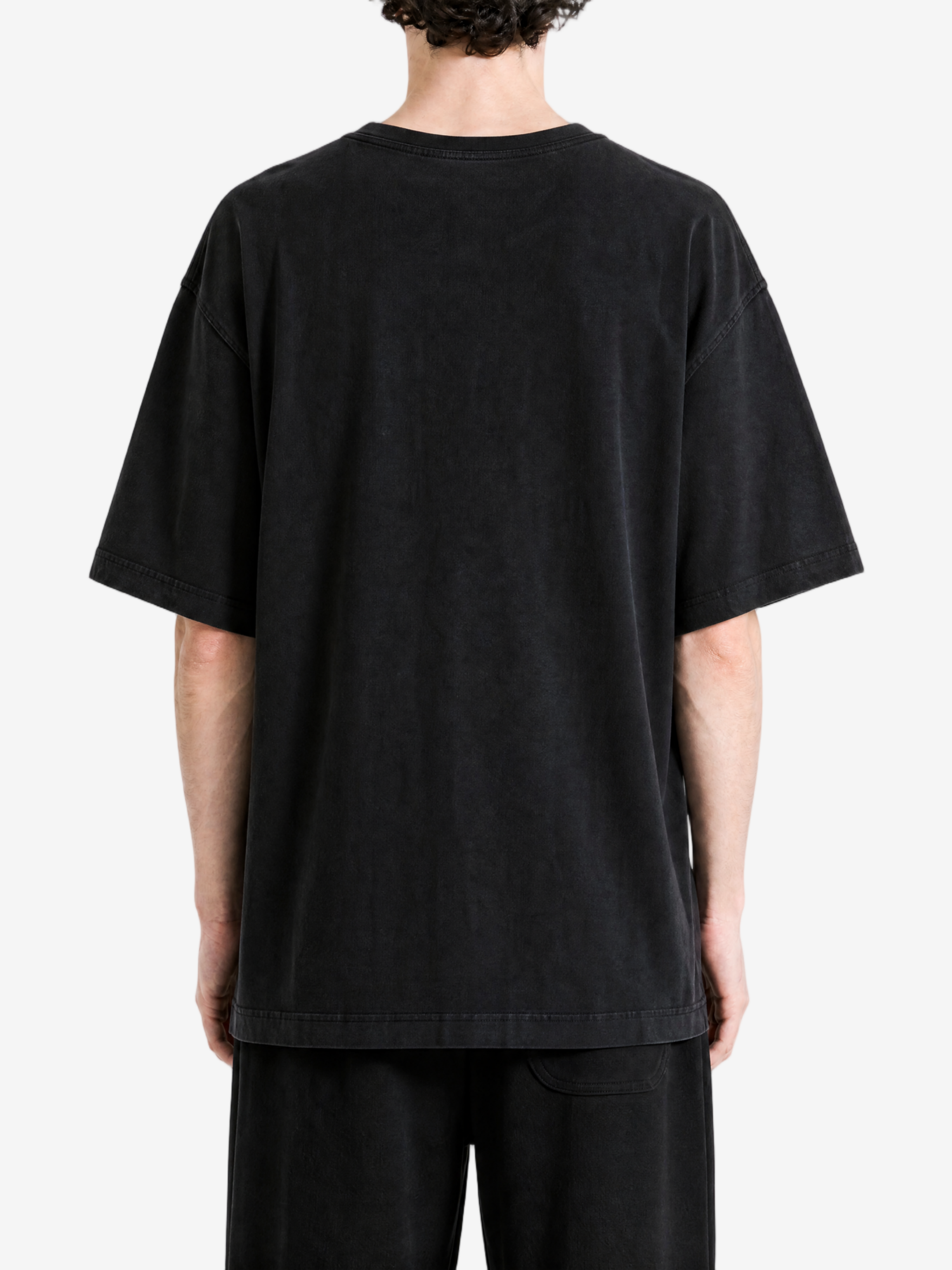 Black t-shirt, full body view