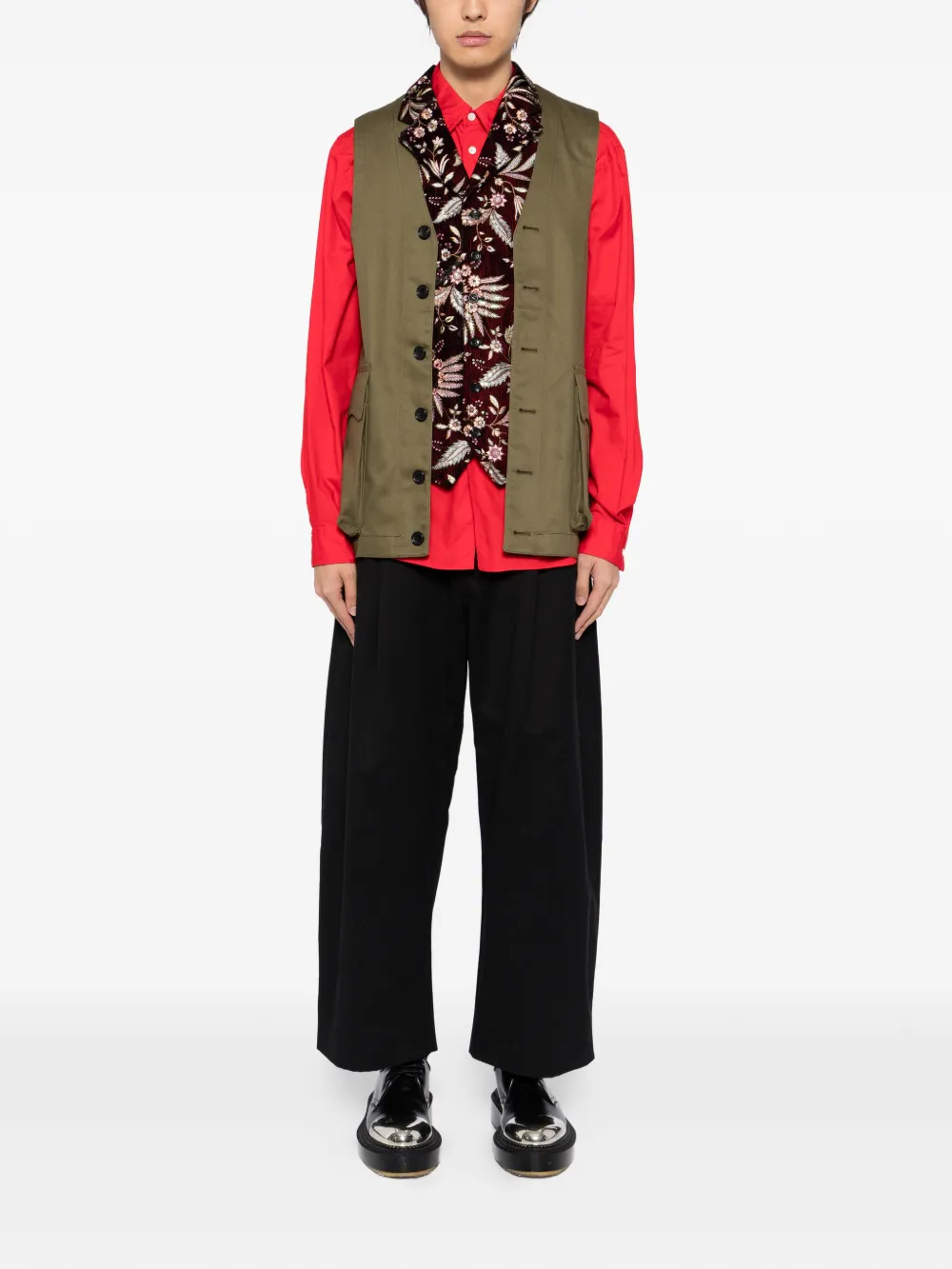 Brown vest,full body view