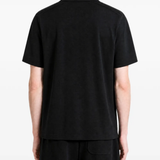 Black t-shirt, full body view