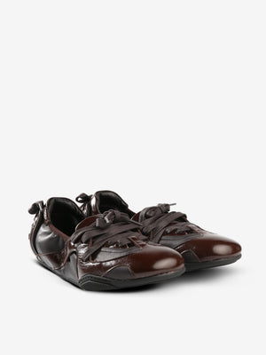 Dark brown leather shoes, side view