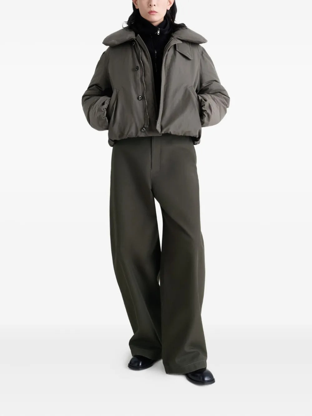 Grey coat, full body view