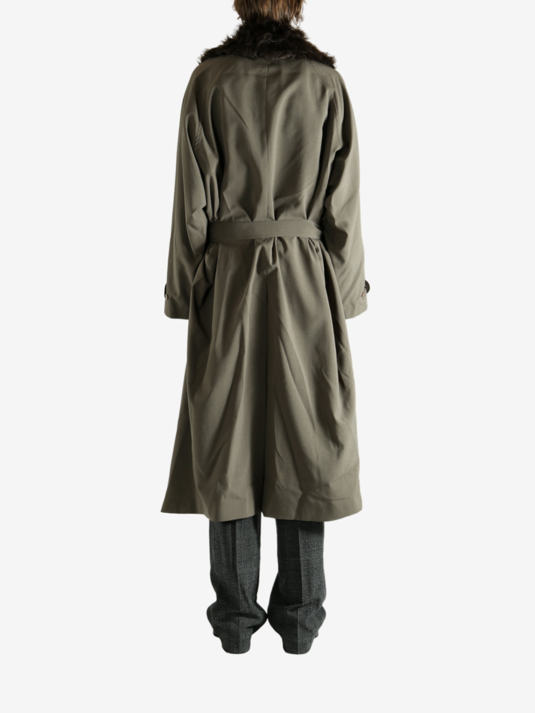 Green coat,full body view