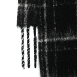Close up of black scarf,showing texture of the alpaca fabric.