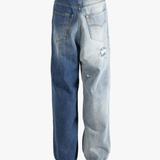 blue jeans worn by a person, showing the jeans  fit
