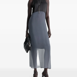 Grey dress, full body view