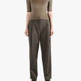 Brown t-shirt, full body view