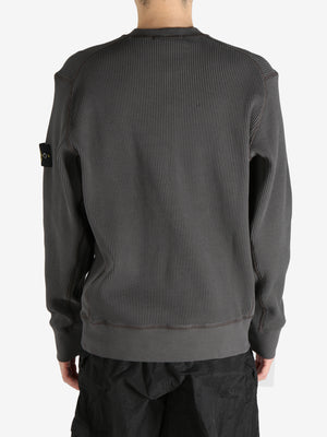 STONE ISLAND - Men Organic Cotton Waffle Fleece Sweatshirt