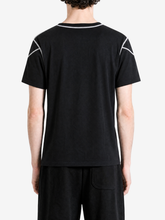 Black t-shirt, full body view