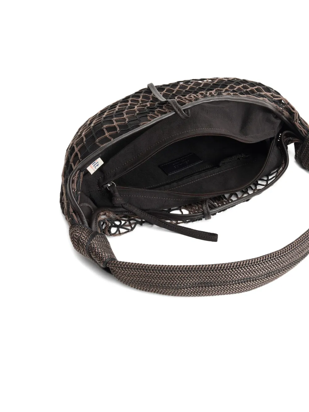 close up of brown bags, showing texture of the polyester fabric