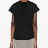 Black top worn by a person, showing the top's fit