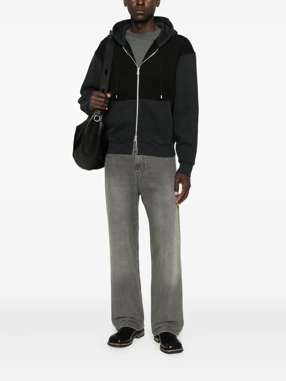 Black hoodie,full body view