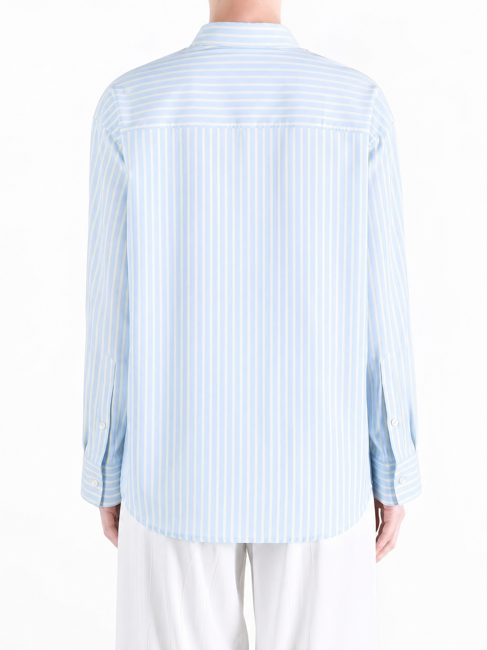 Blue shirt, full body view