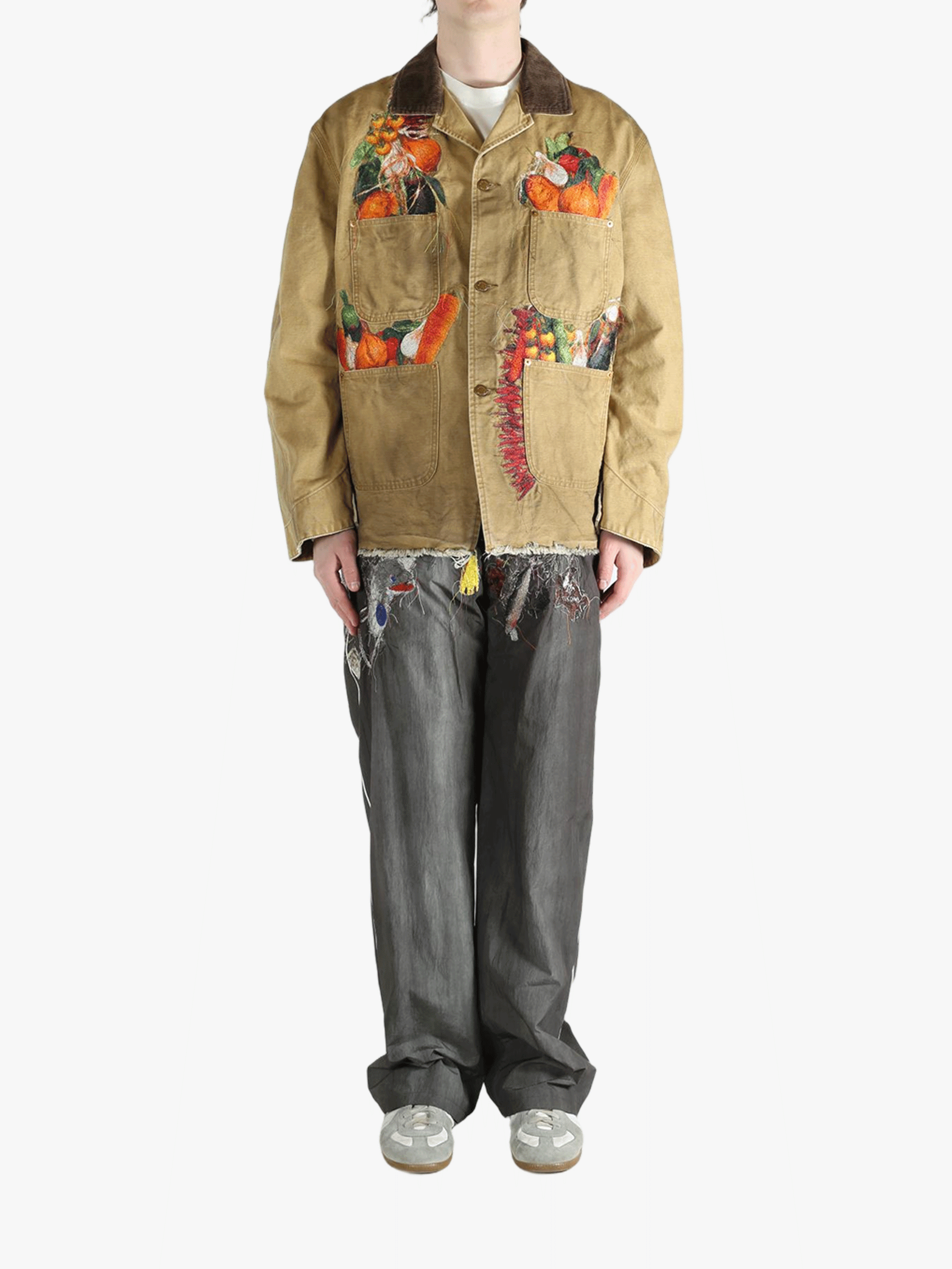 Tan jacket, full body view