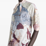 Close up of tan shirt , showing texture of the Cotton fabric