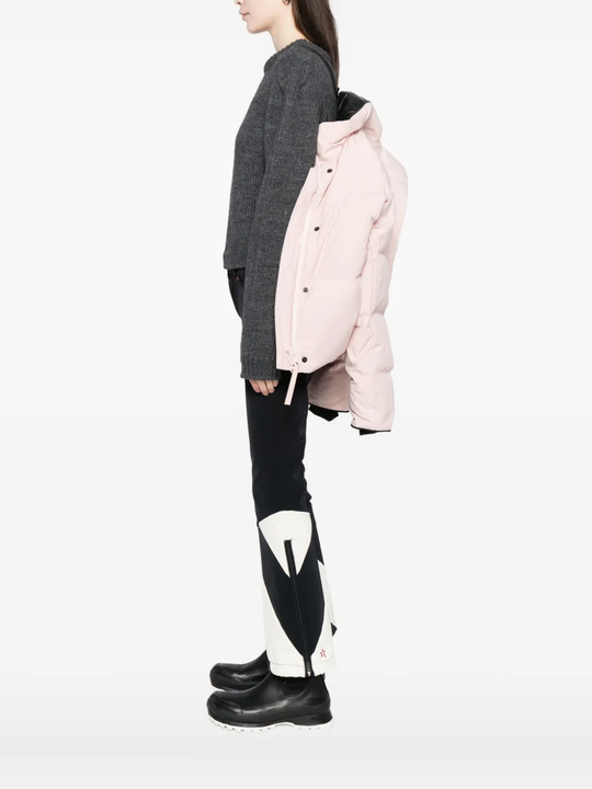 Close up of pink jackets-coats, showing texture of the polymide fabric