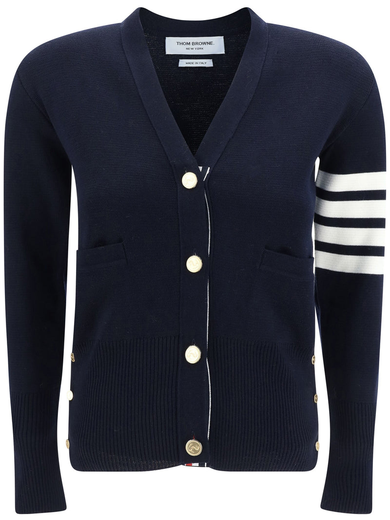 THOM BROWNE - Women Milano Fine Merino Classic V-Neck Cardigan