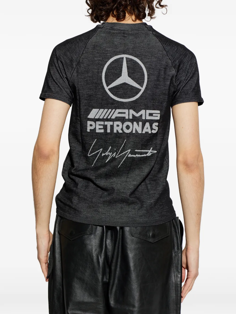 Black t-shirt, full body view