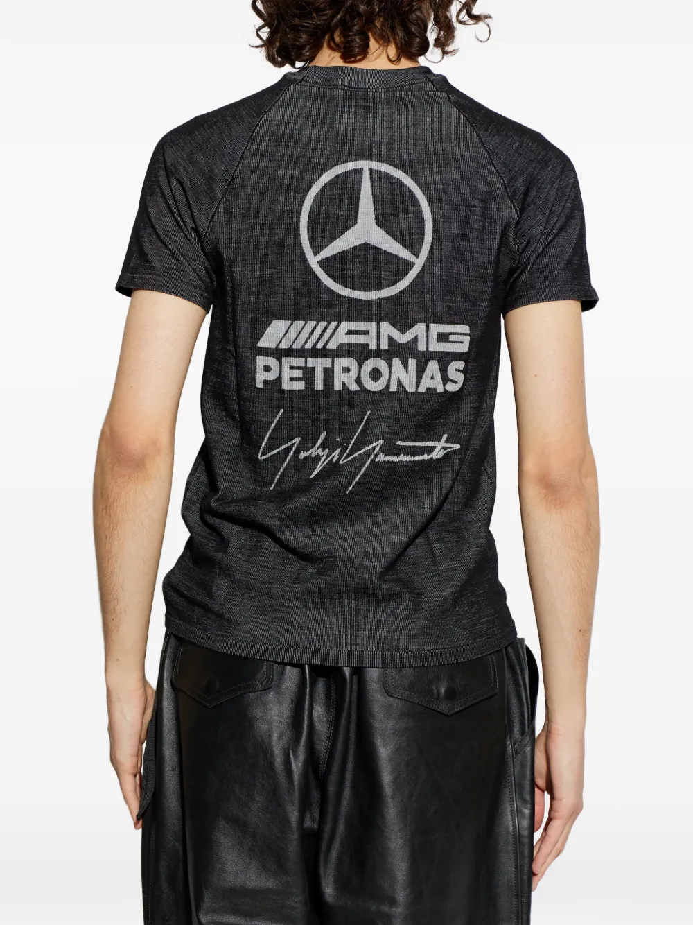 Black t-shirt, full body view