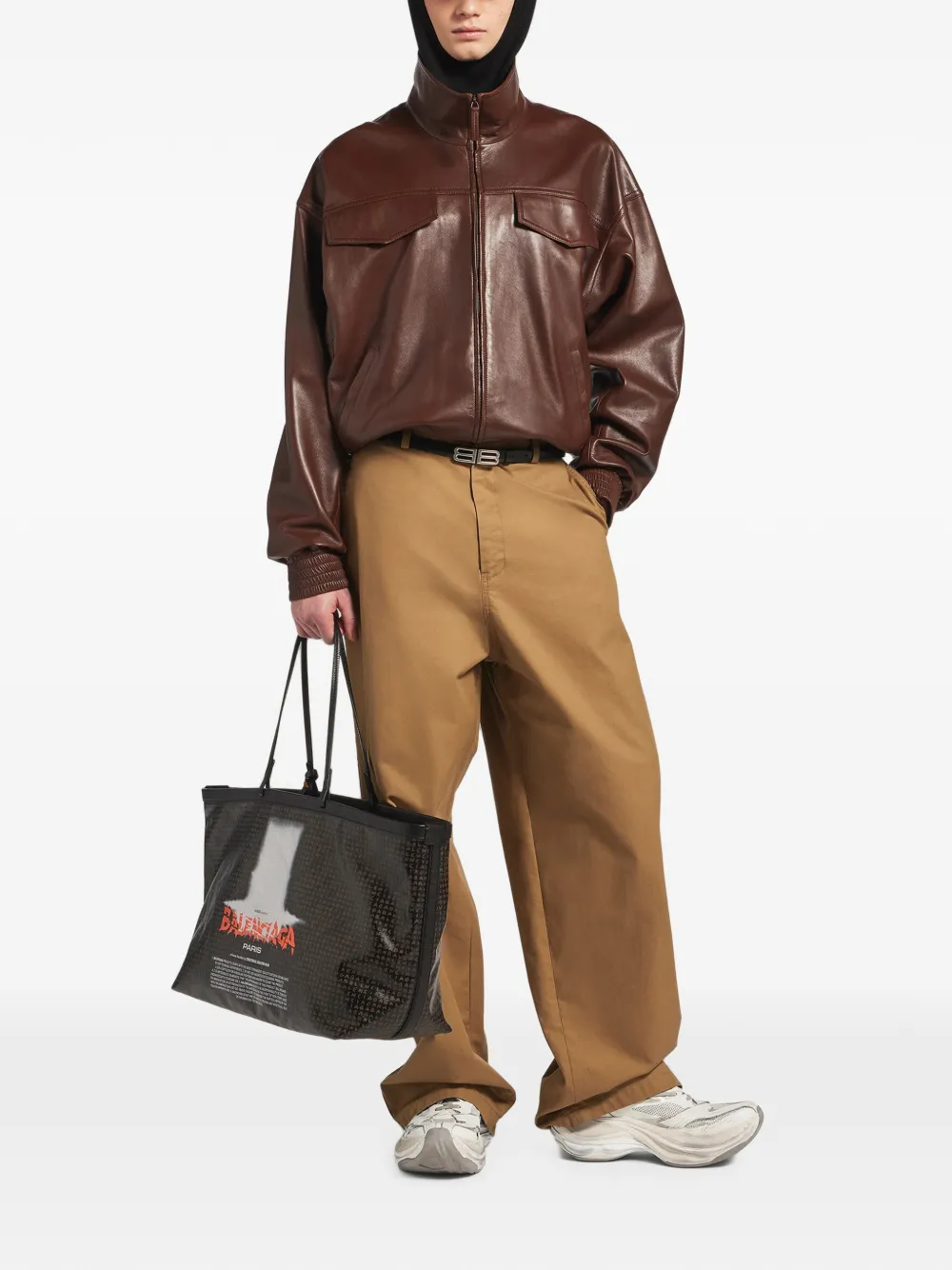 Tan shoes, full body view