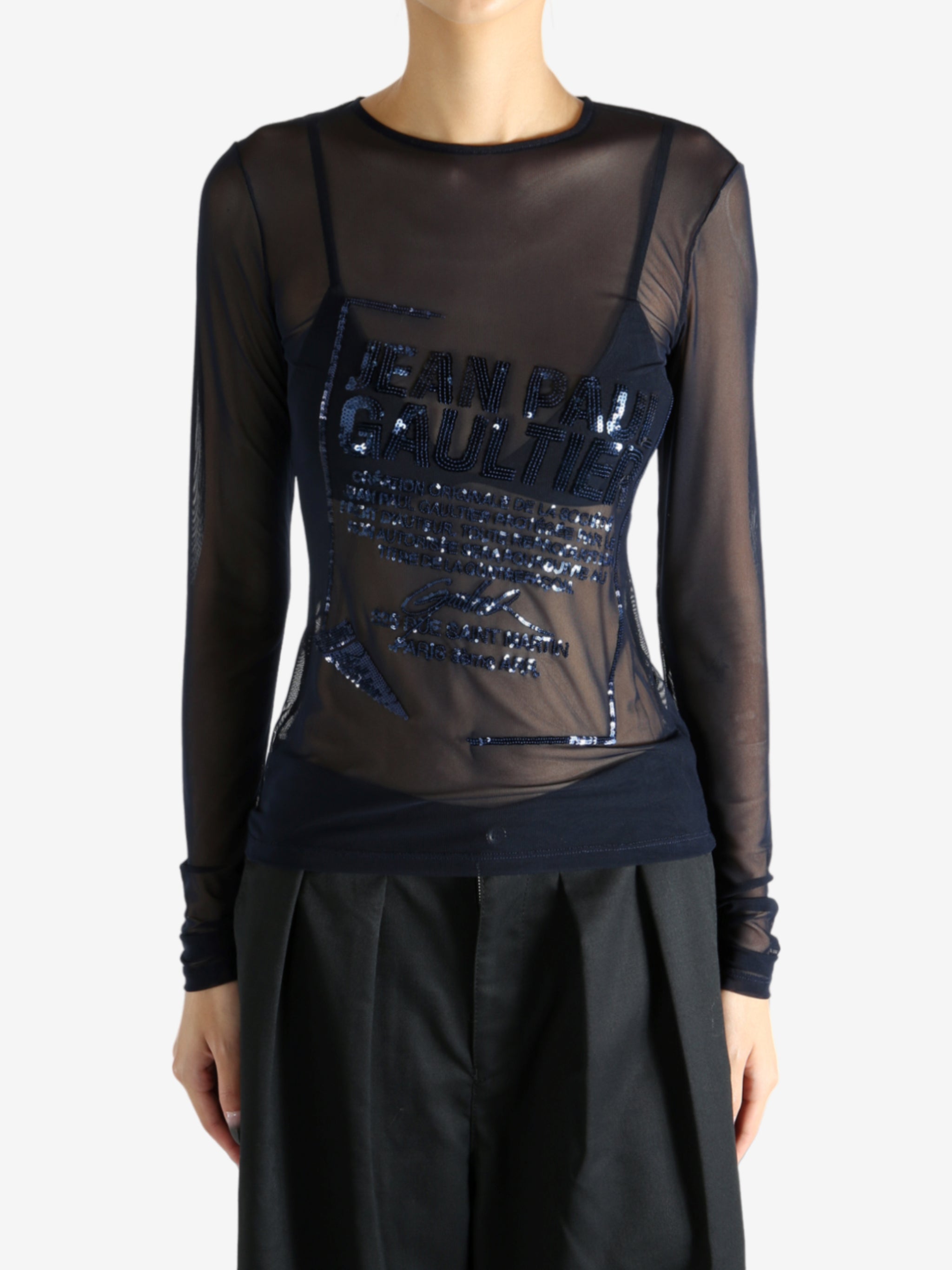 Jean Paul GAULTIER シースルーカットソー　ボーダー　黒 Black Mesh Shirt | Jean Paul Gaultier – Female Hysteria Vintage