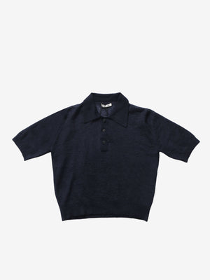 Mohair knit polo, front view