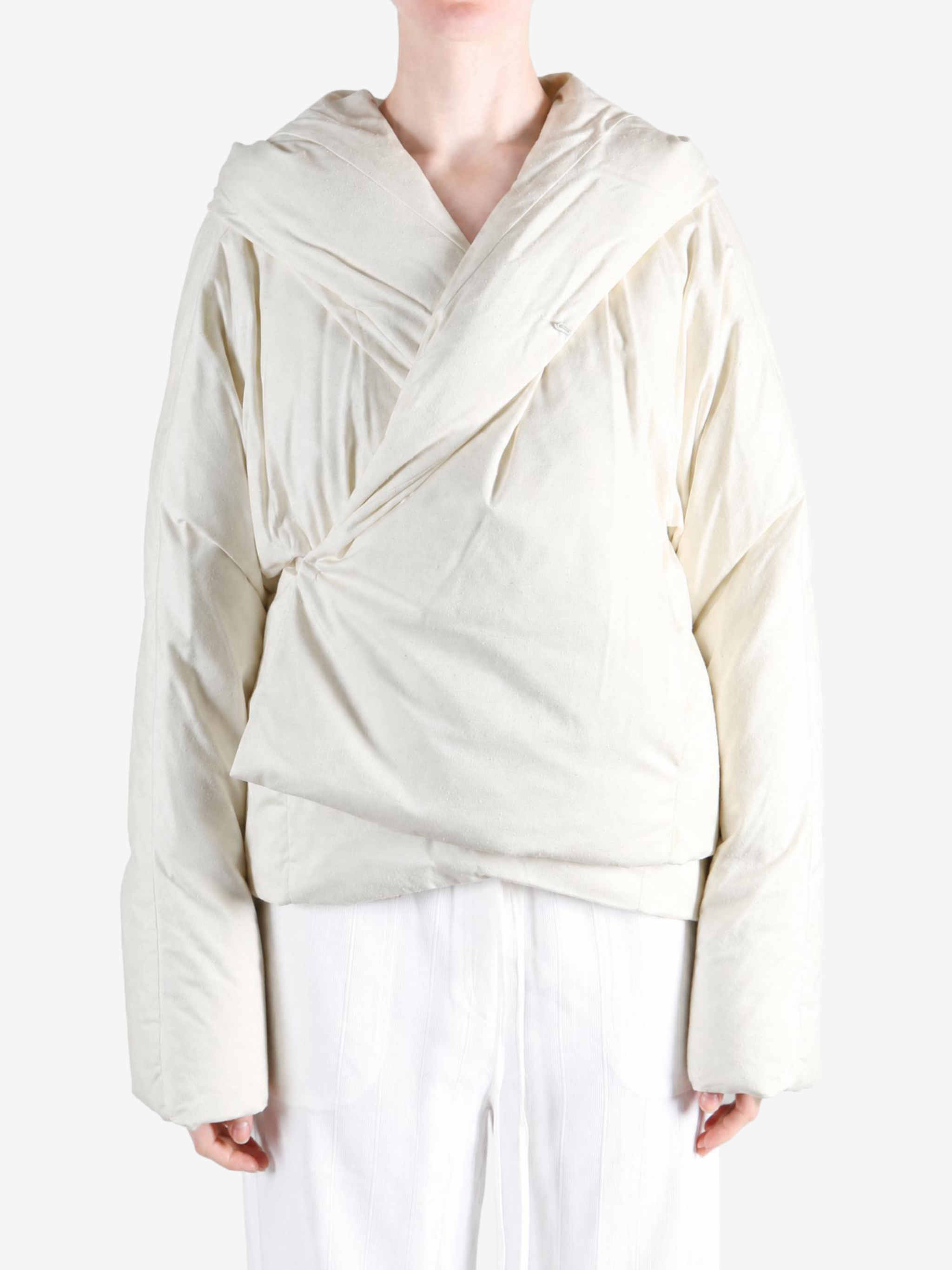 Tan jacket, full body view