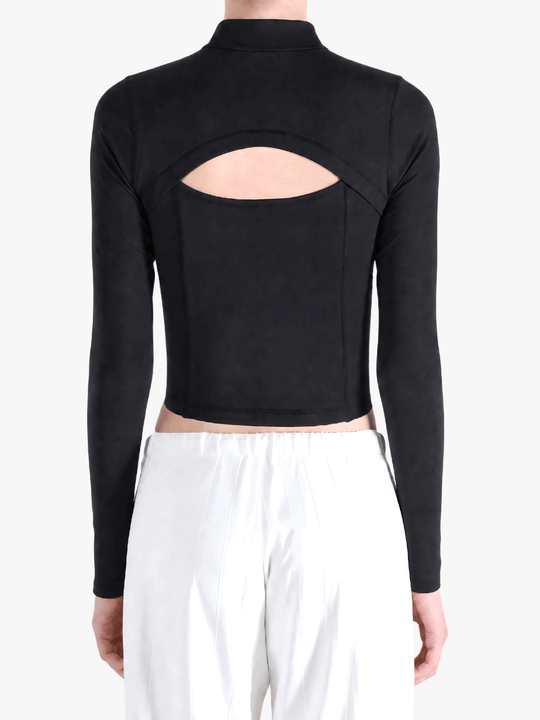 Black hoodie worn by a person, showing the hoodie fit