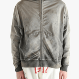 Grey sweats-hoodies worn by a person, showing the sweats-hoodies's fit