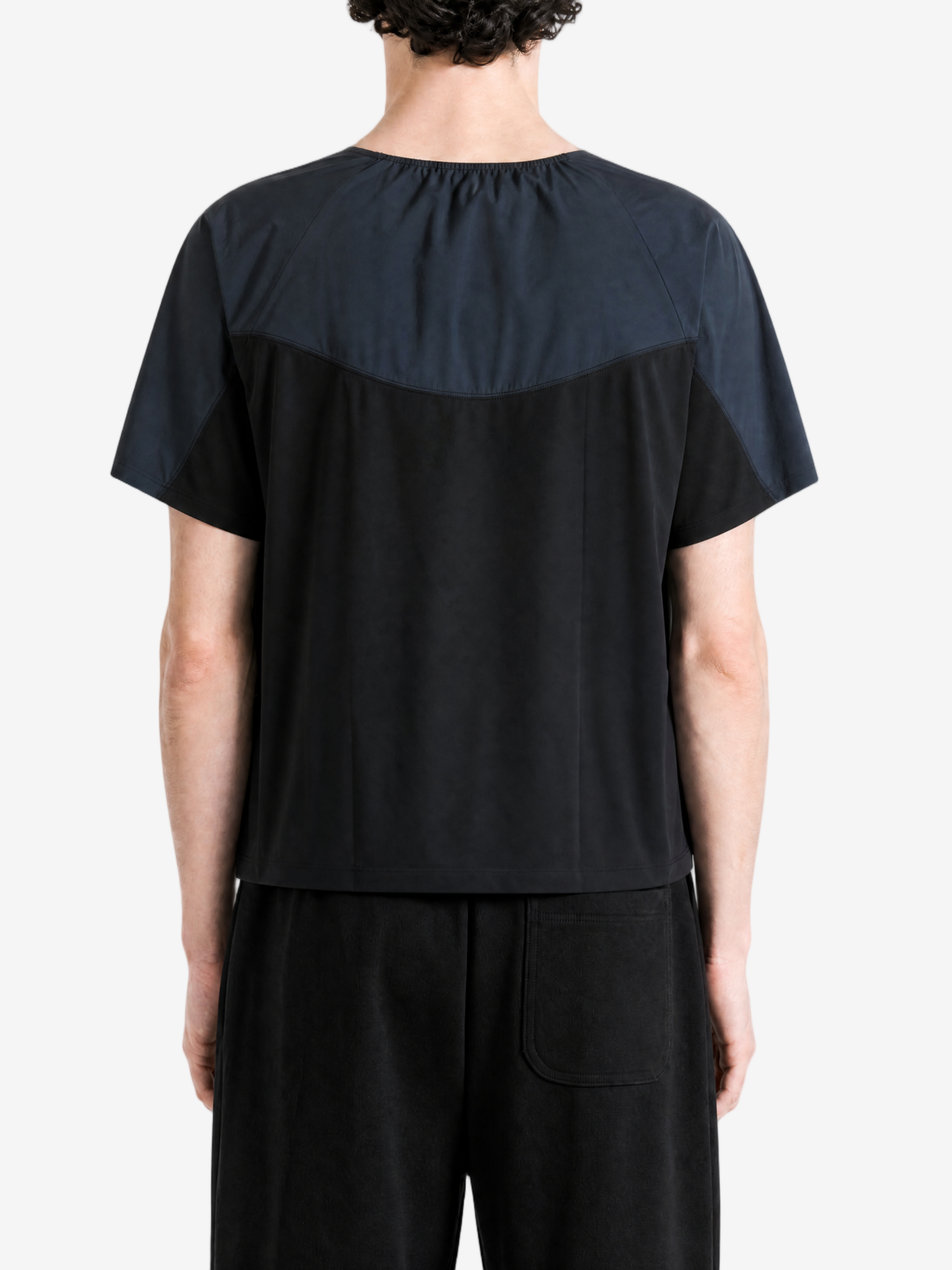 Black t-shirt, full body view