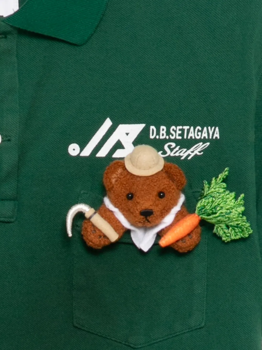 Close up of green shirt, showing texture of the surface cotton fabric