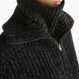 Black scarf worn by a person, showing the scarf fit