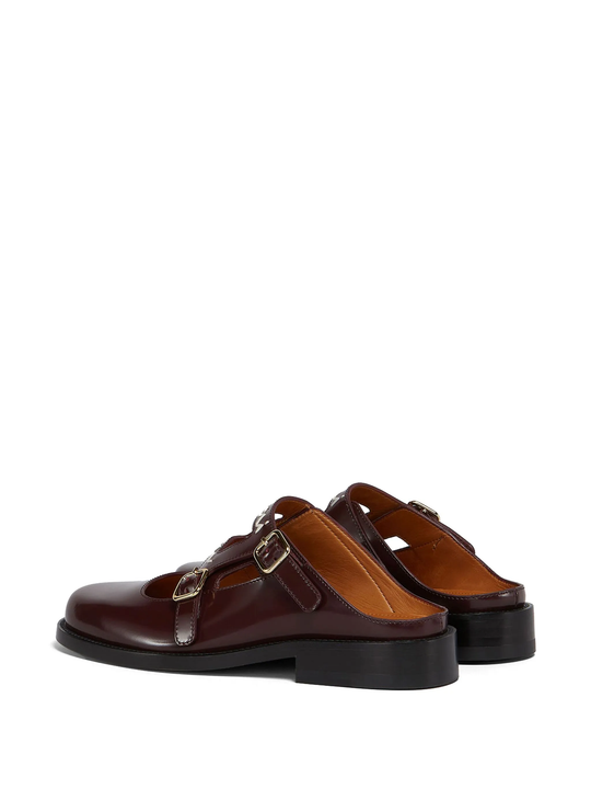 brown loafers, side view