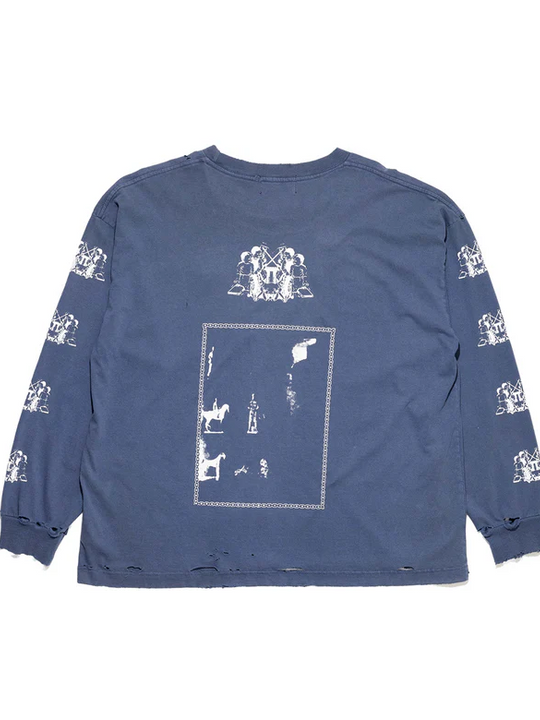 Navy t-shirt, back view