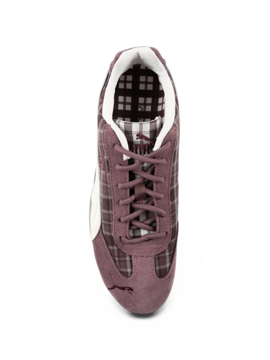 Burgundy shoes, front view