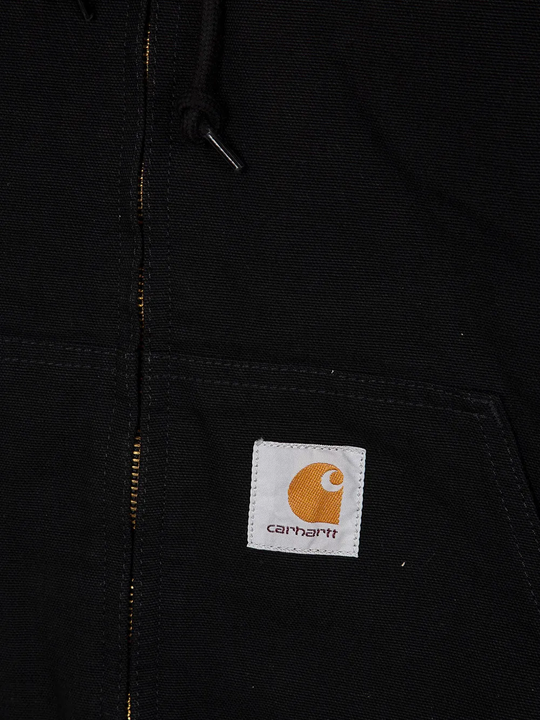 Close up of black hoodie,showing texture of the cotton fabric