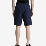 Navy shorts, full body view