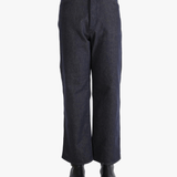 Blue pants worn by a person, showing the pants fit