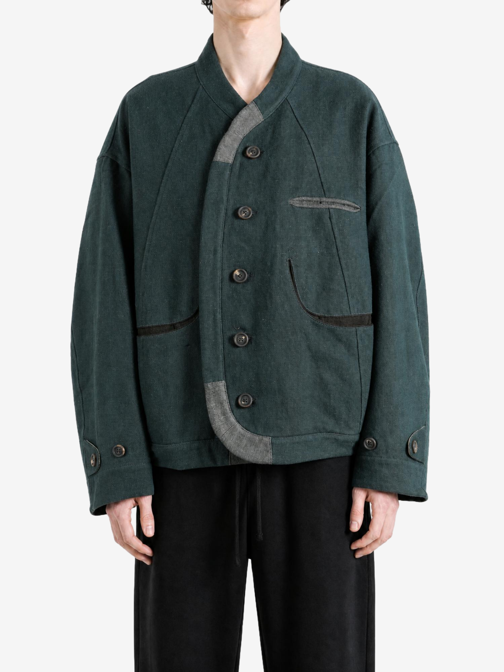 Green jeans, front view