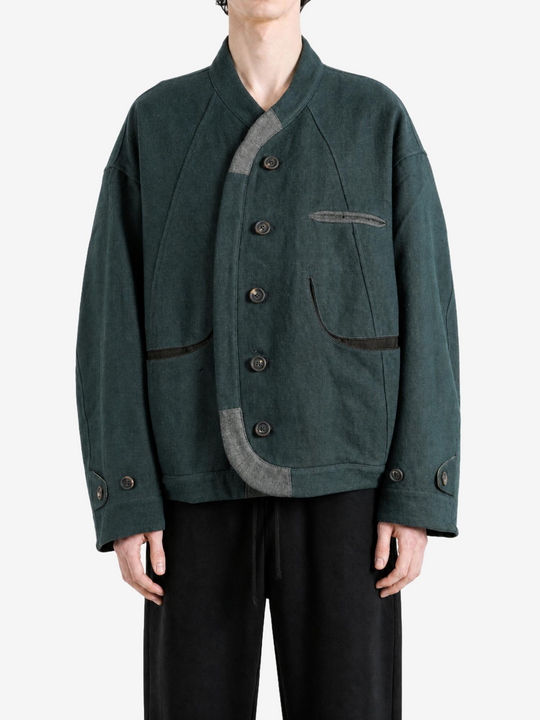 Green jeans, front view